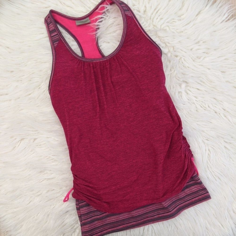 Athleta layered workout tank top coral/pink